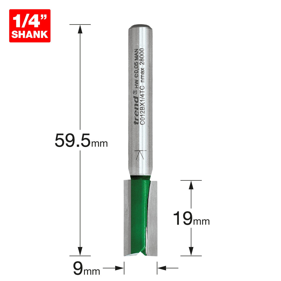 Trend Tools C012BX1/4TC Two Flute Cutter 9Mm Diameter
