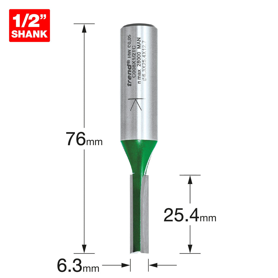 Trend Tools C008X1/2TC Two Flute Cutter 6.3Mm Diameter