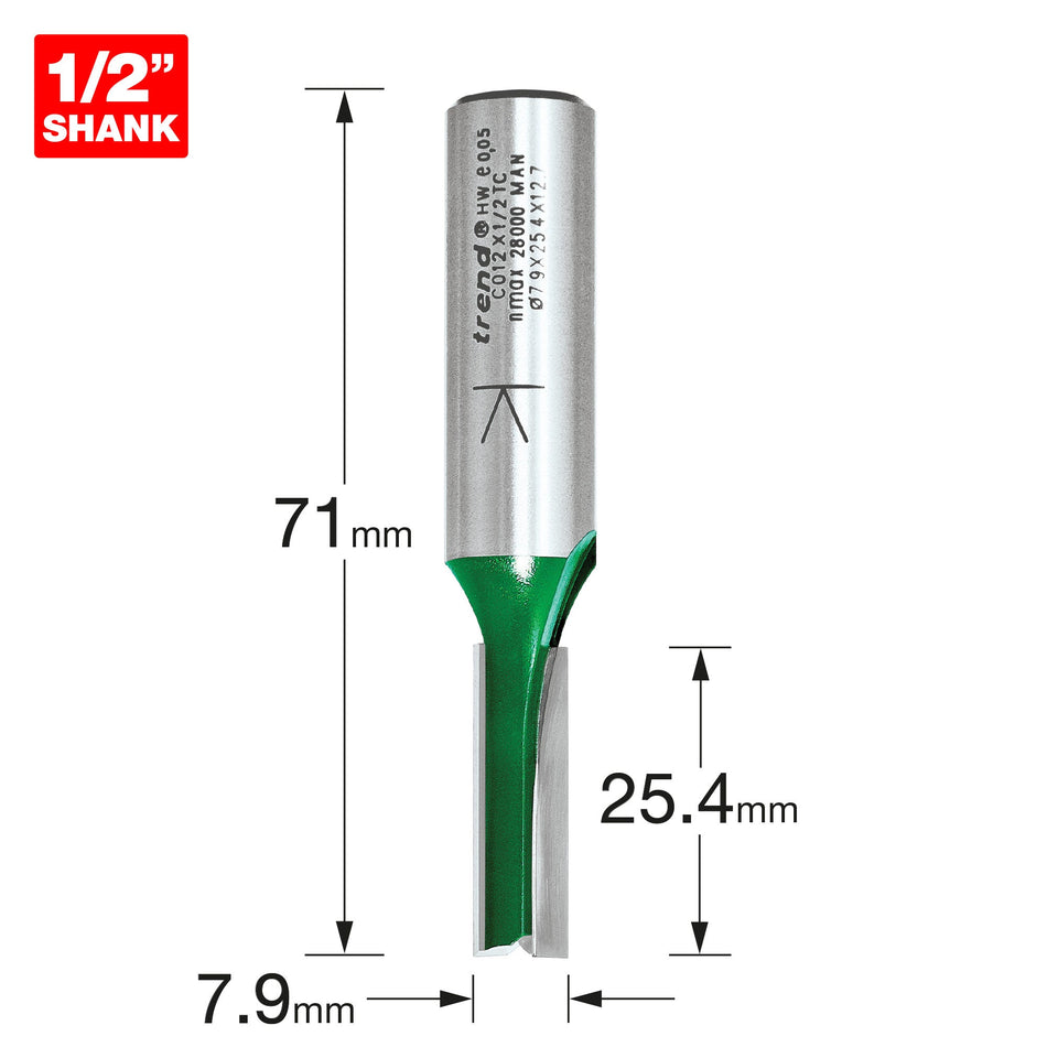 Trend Tools C012X1/2TC Two Flute Cutter 7.9Mm Diameter