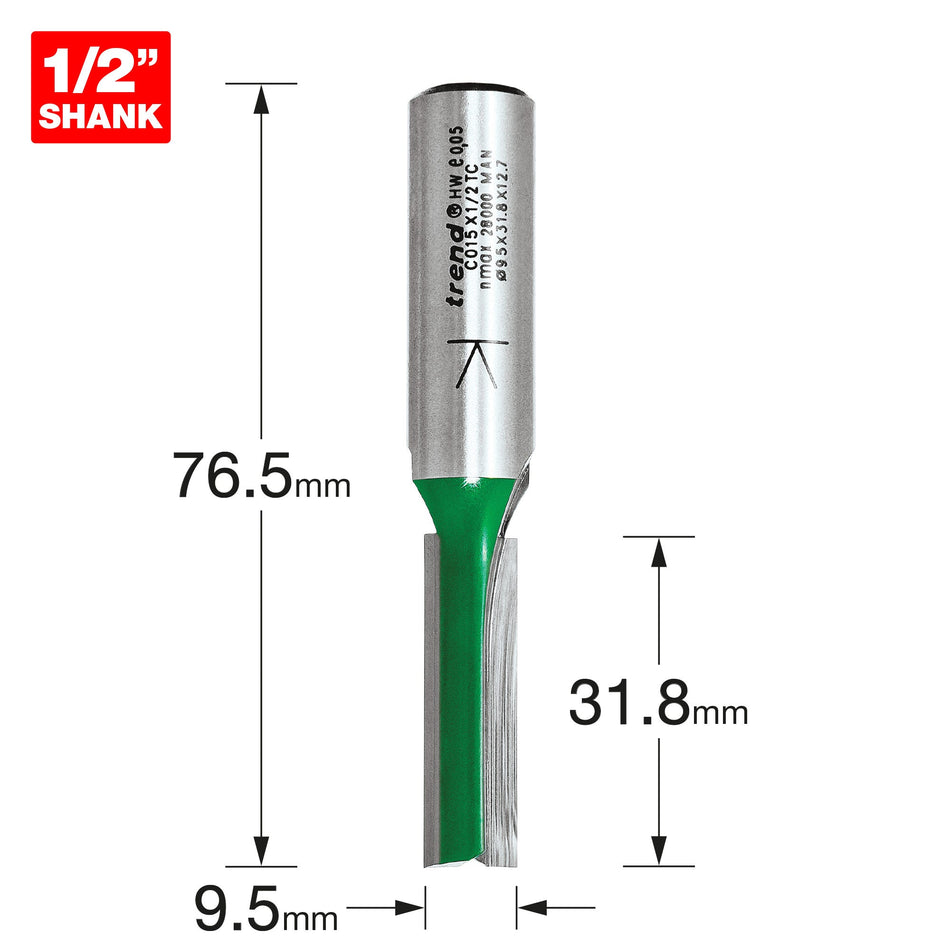 Trend Tools C015X1/2TC Two Flute Cutter 9.5Mm Diameter