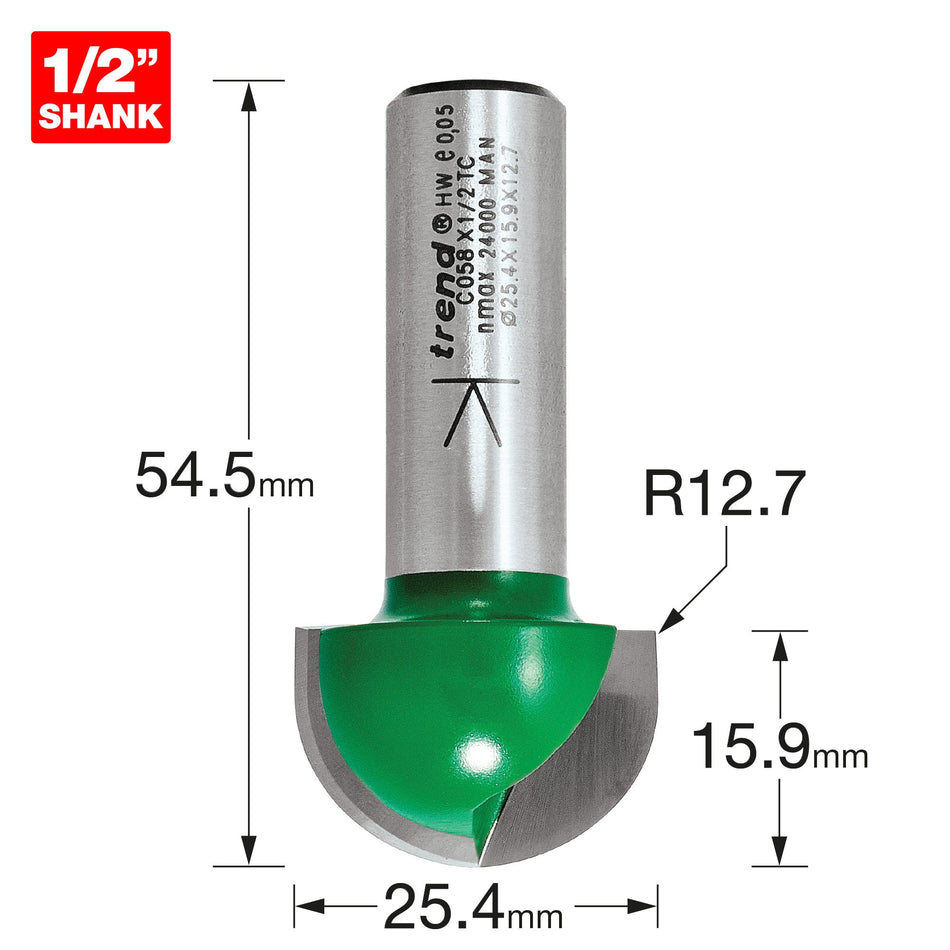 Trend Tools C058X1/2TC Radius 12.7Mm Radius X 25.4Mm Diameter