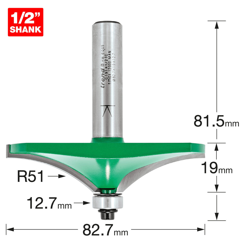 Trend Tools C191X1/2TC Bearing Guided Hand Rail 51Mm Radius