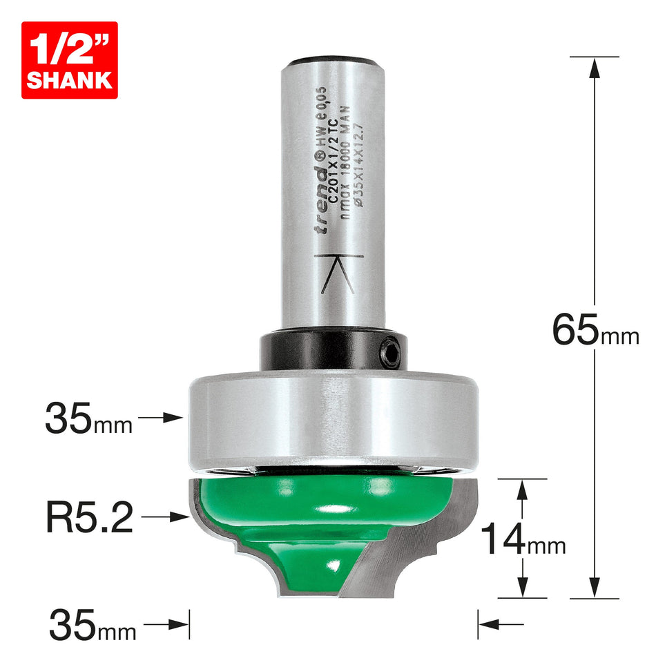 Trend Tools C201X1/2TC Bearing Guided Classic 5.2Mm Radius
