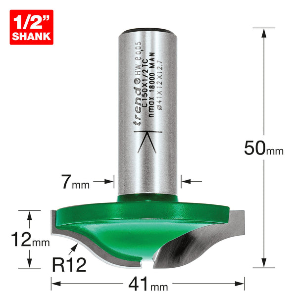 Trend Tools C150X1/2TC Raised Panel 12Mm Radius X 41Mm Diameter