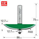 Trend Tools C183X1/2TC Bearing Guided 40Mm Radius Panel Raiser