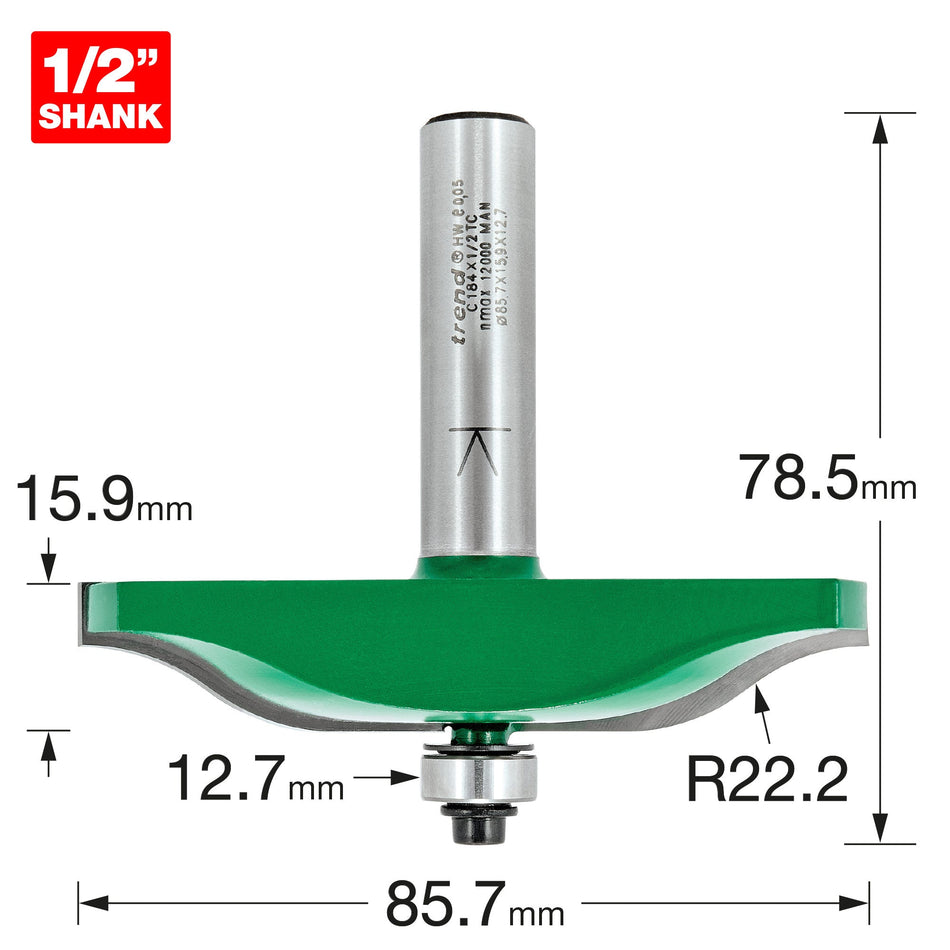 Trend Tools C184X1/2TC Ogee Panel Mould Cutter 22Mm Radius 86Mm Diameter