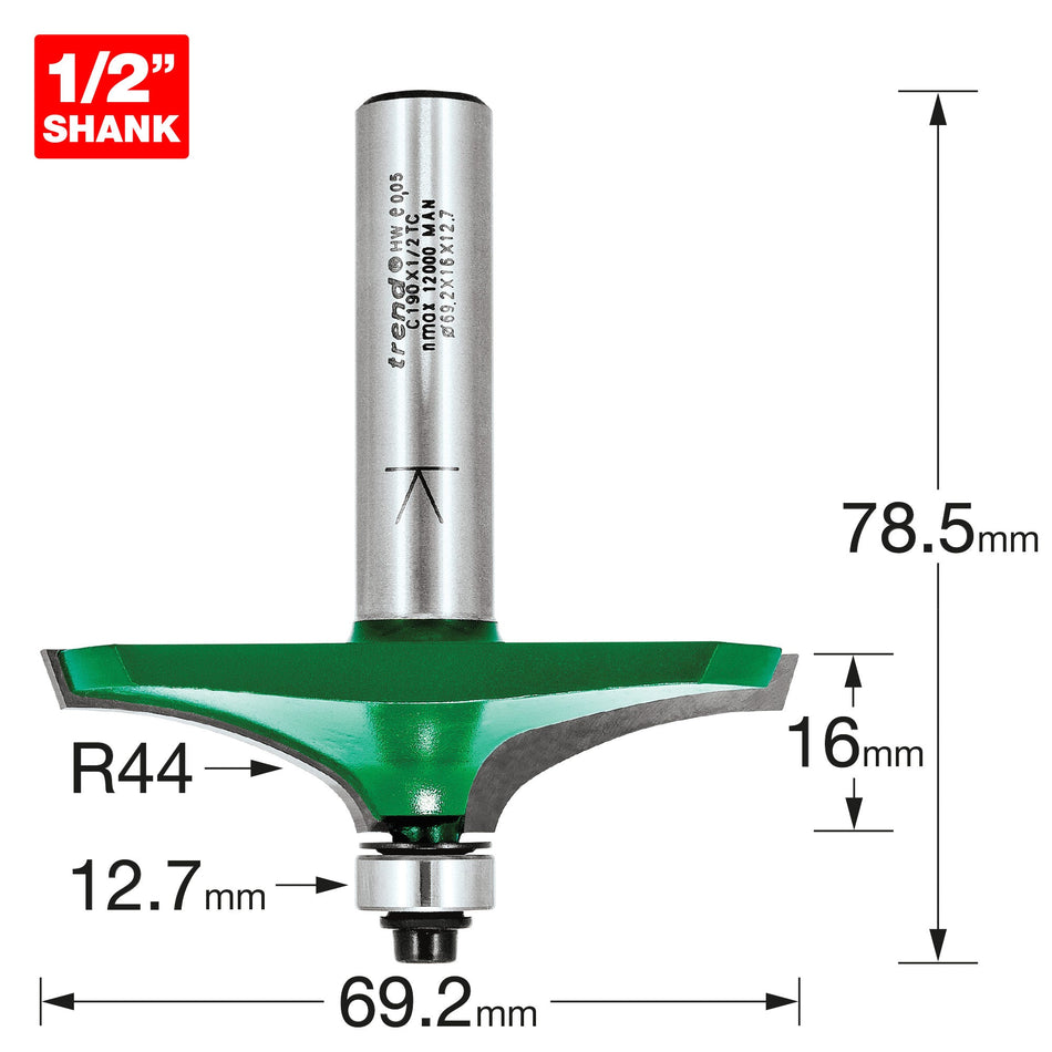 Trend Tools C190X1/2TC Bearing Guided Thumb Mould Radius44Mm