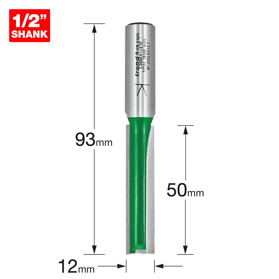 Trend Tools C200DX1/2TC Two Flute Cutter 12Mm Diameter