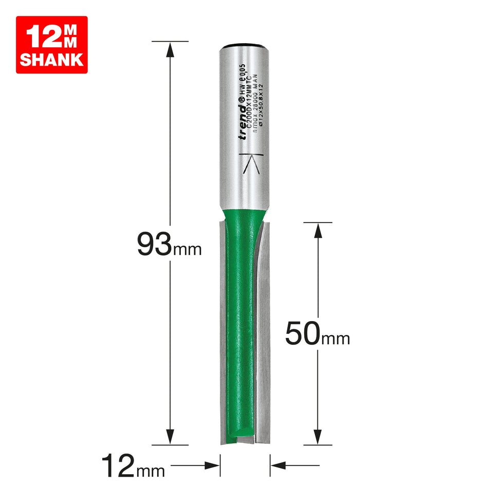 Trend Tools C200DX12MMTC Two Flute Cutter 12Mm Diameter