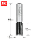 Trend Tools TR40DX1/2TC Two Flute Cutter 15Mm Diameter
