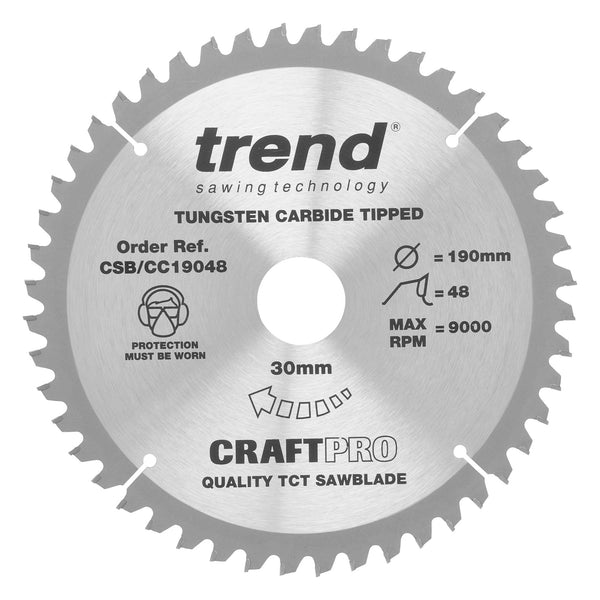 Trend Tools CSB/CC19048 Trend Wood Mitre Saw Blade 190Mm X 30Mm X 48T