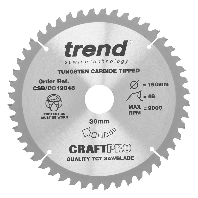 Trend Tools CSB/CC19048 Trend Wood Mitre Saw Blade 190Mm X 30Mm X 48T