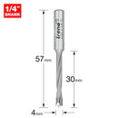 Trend Tools C222X1/4TC Dowel Drill 4Mm X 30Mm Cut