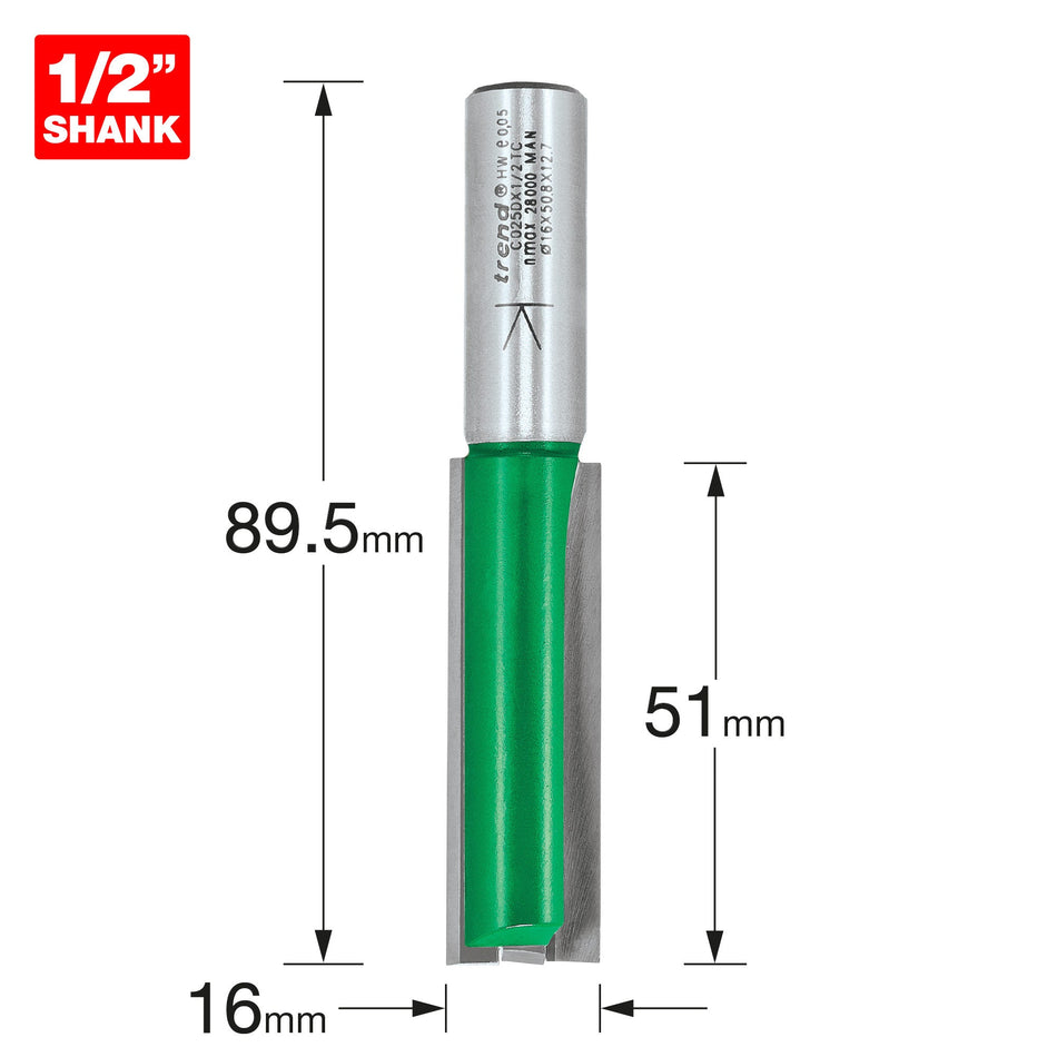 Trend Tools C025DX1/2TC Two Flute Cutter 16Mm Diameter