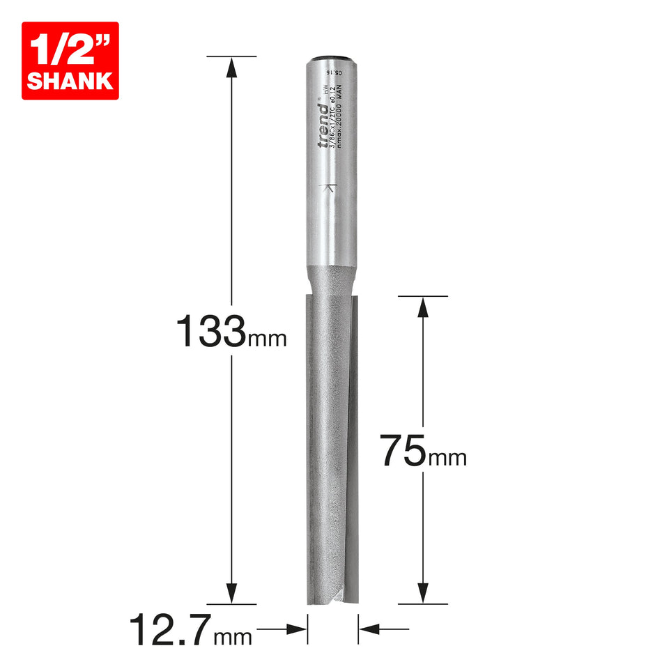 Trend Tools 3/86CX1/2TC Two Flute 12.7Mm Dia X 75Mm Cut