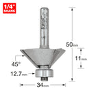 Trend Tools 41/5X1/4TC Guided 3 Flute 45 Degree Chamfer X 11Mm Cut
