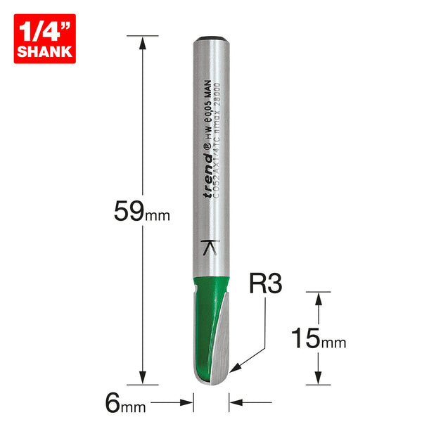 Trend Tools C052AX1/4TC Radius 3Mm Radius X 6Mm Diameter