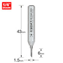 Trend Tools C034BX1/4TC One Flute 1.5Mm Diameter X 6Mm Cut