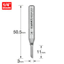 Trend Tools C034CX1/4TC One Flute 3Mm Diameter X 11Mm Cut