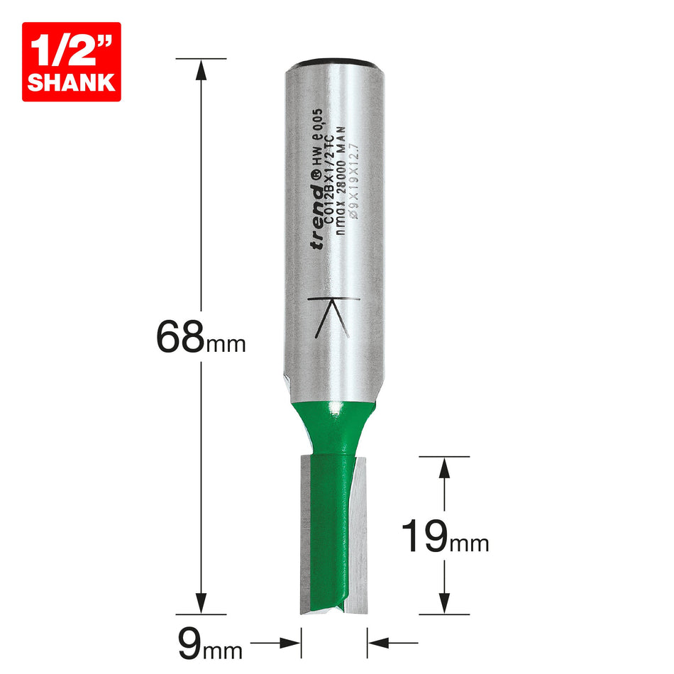 Trend Tools C012BX1/2TC Two Flute Cutter 9Mm Diameter