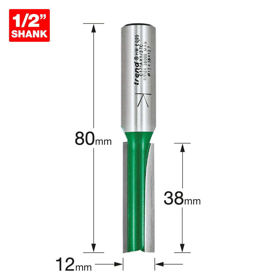 Trend Tools C171AX1/2TC Two Flute Cutter 12Mm Diameter