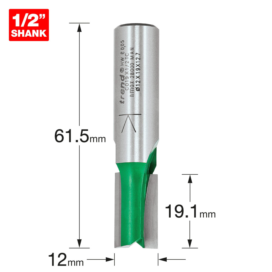 Trend Tools C019X1/2TC Two Flute Cutter 12Mm Diameter