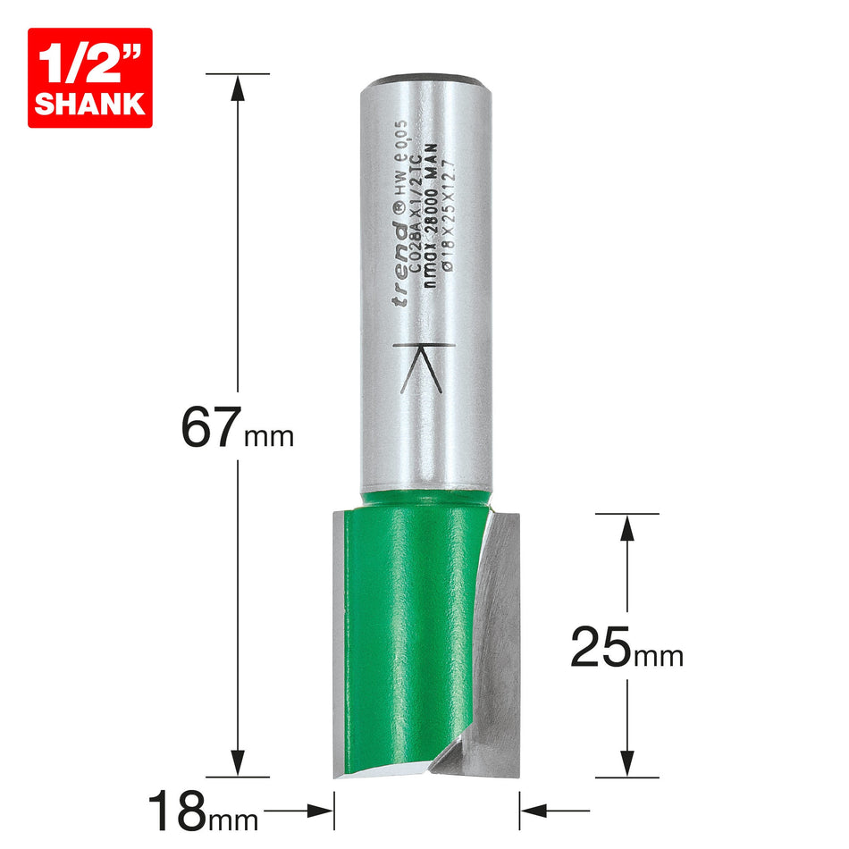Trend Tools C028AX1/2TC Two Flute Cutter 18.0Mm Diameter