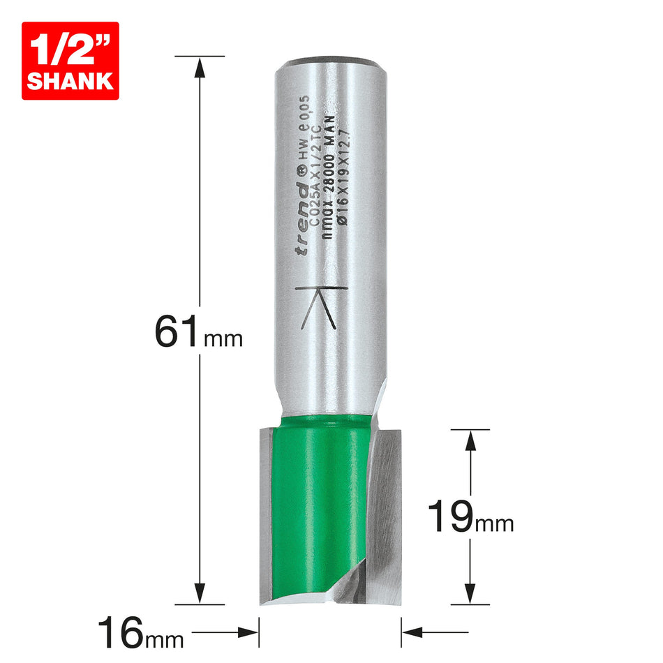Trend Tools C025AX1/2TC Two Flute Cutter 16Mm Diameter