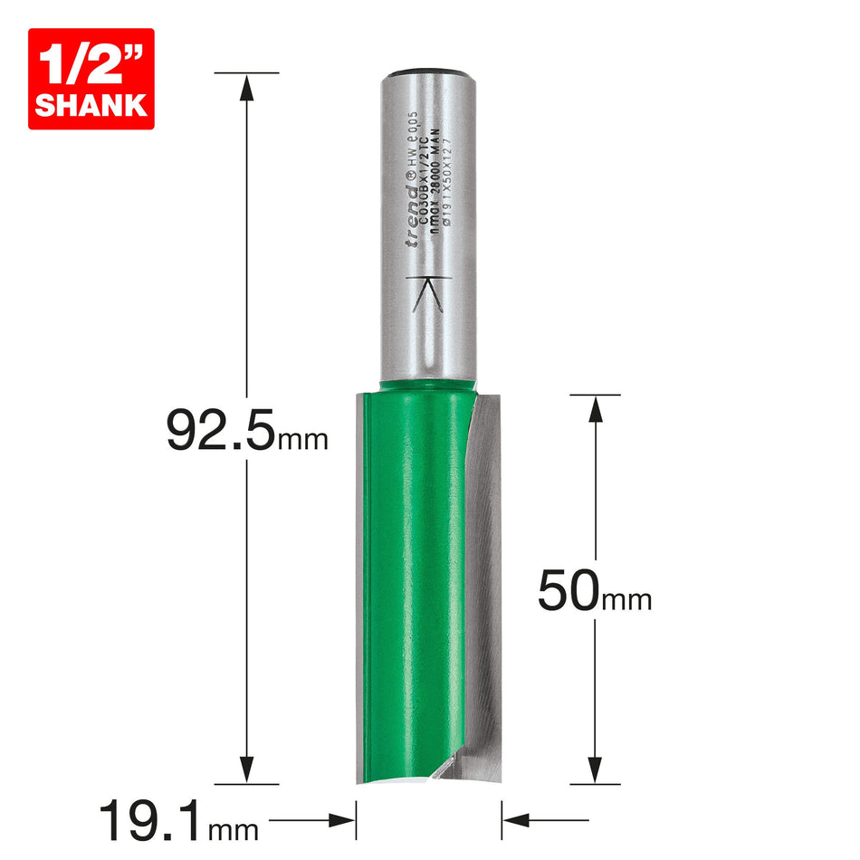 Trend Tools C030BX1/2TC Two Flute Cutter 19.1Mm Diameter