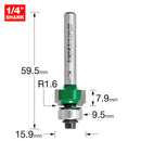 Trend Tools C074AX1/4TC Rounding Over 1.6Mm Radius X 7.9Mm Cut