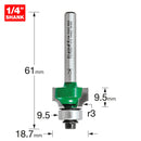 Trend Tools C074BX1/4TC Rounding Over 3.0Mm Radius X 9.5Mm Cut