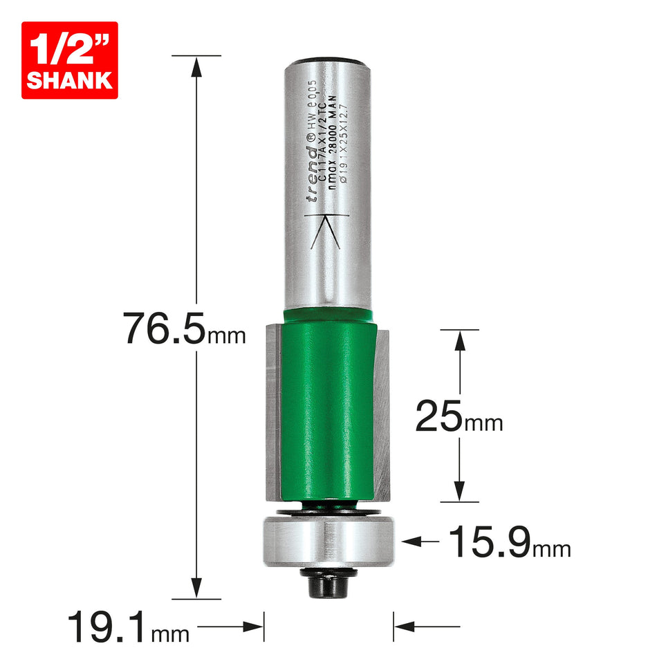 Trend Tools C117AX1/2TC Guided Trimmer 19.1Mm Diameter