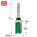 Trend Tools C121CX1/4TC Template Profile 15.9Mm Diameter