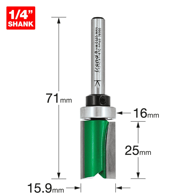 Trend Tools C121CX1/4TC Template Profile 15.9Mm Diameter