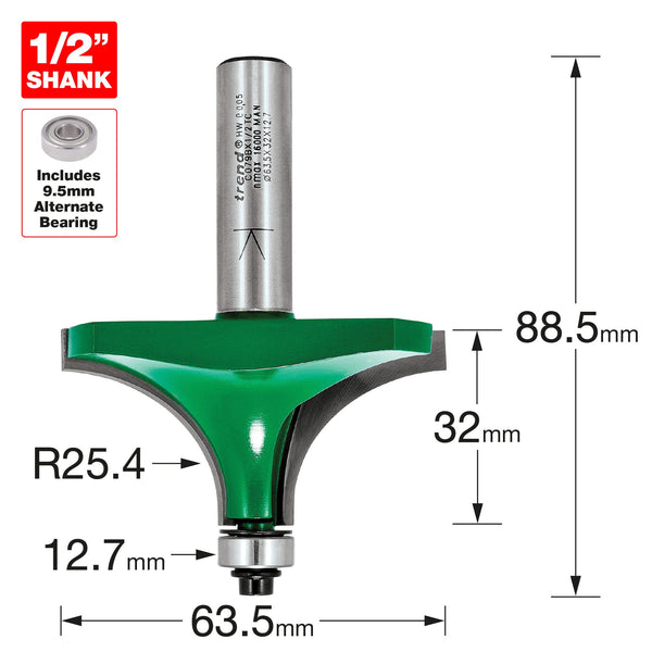 Trend Tools C079BX1/2TC Rounding Over 25.4Mm Radius X 32Mm Cut