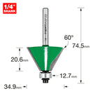 Trend Tools C138AX1/4TC Self Guided Chamfer 60 Degrees X 20.6Mm Cut