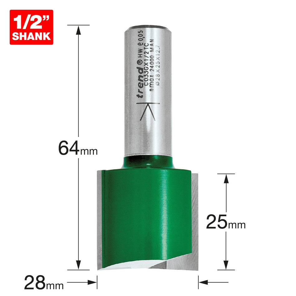 Trend Tools C033GX1/2TC Two Flute Cutter 28Mm Diameter