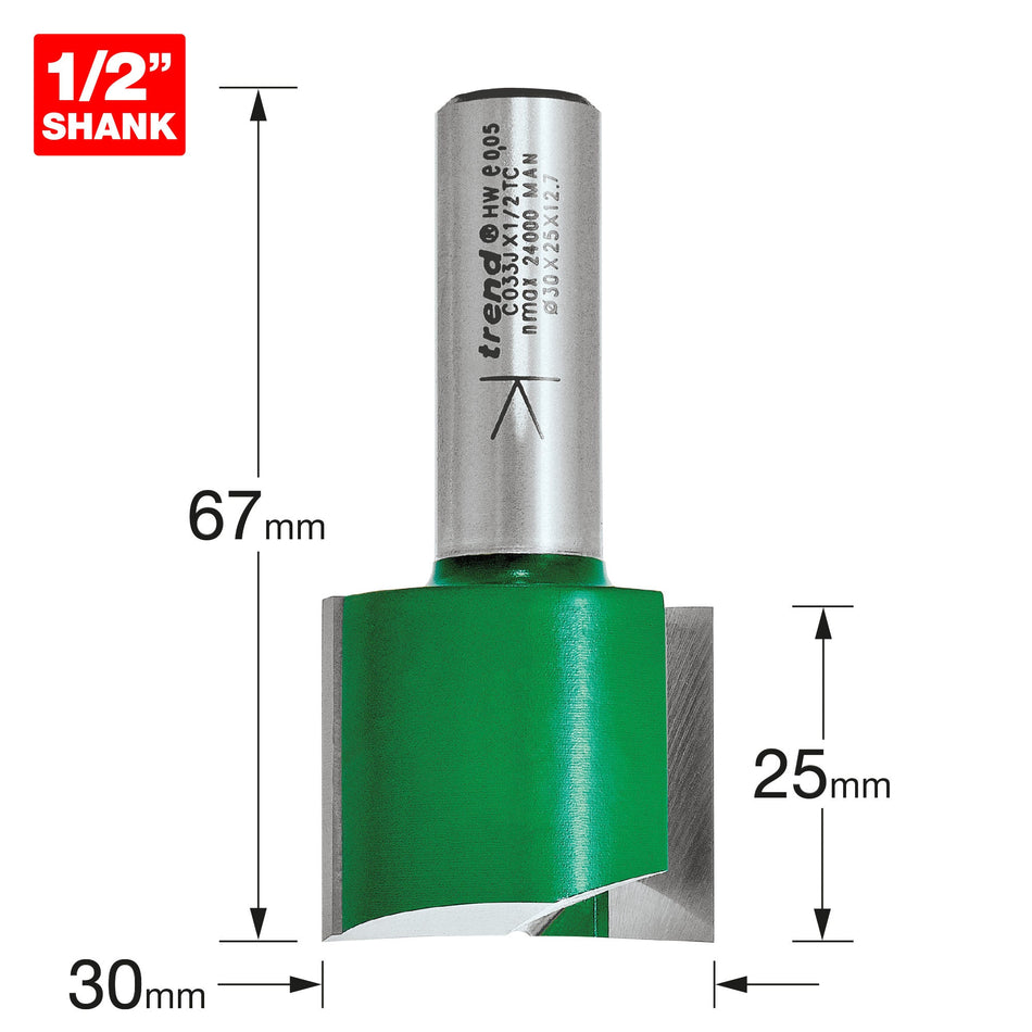 Trend Tools C033JX1/2TC Two Flute Cutter 30Mm Diameter