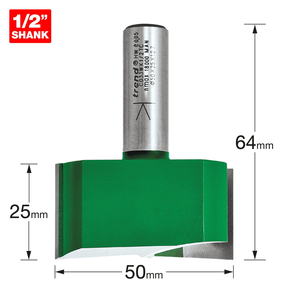 Trend Tools C033WX1/2TC Two Flute Cutter 50Mm Diameter