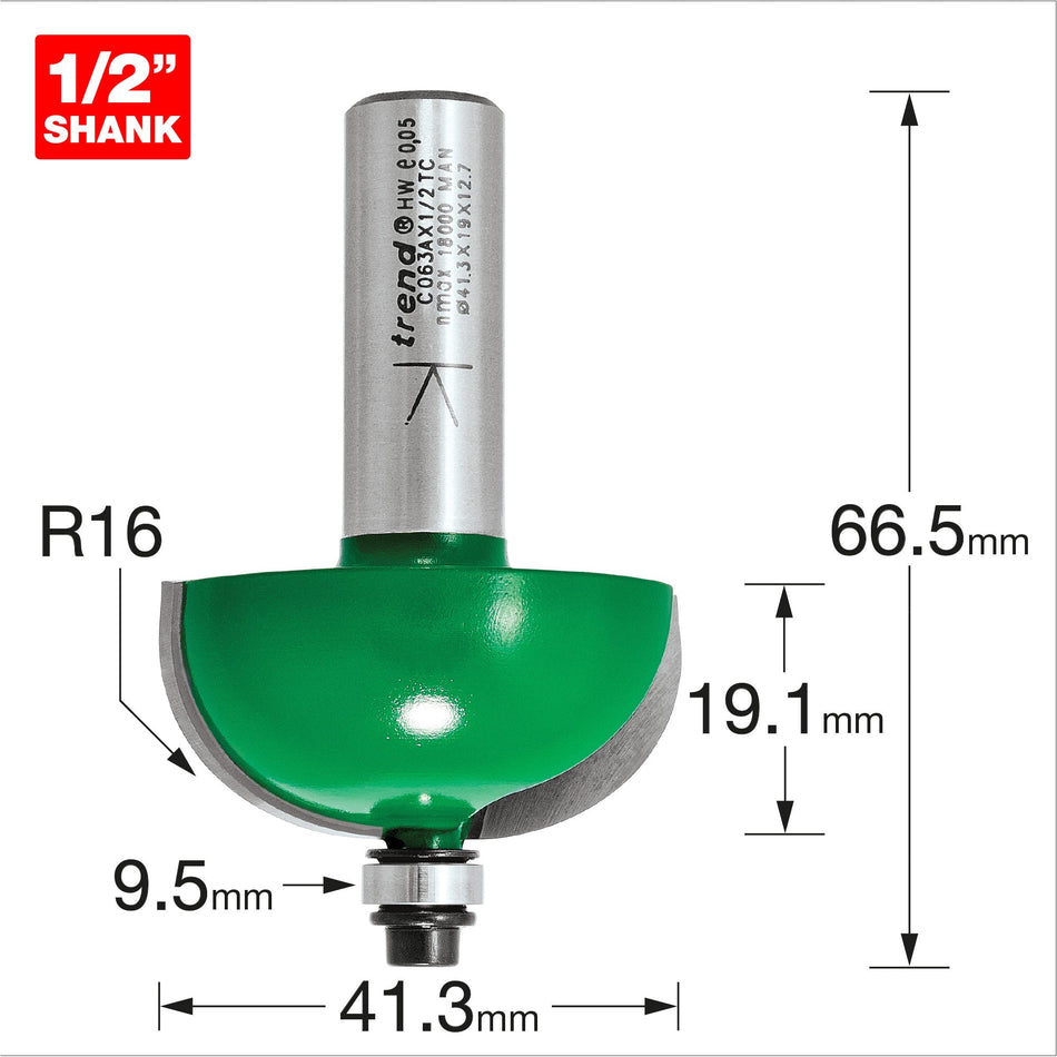 Trend Tools C063AX1/2TC Self Guided Radius 16Mm