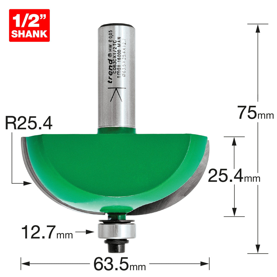 Trend Tools C063CX1/2TC Self Guided Radius 25.4Mm