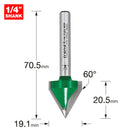Trend Tools C043AX1/4TC Chamfer V Groove Cutter 60 Degrees