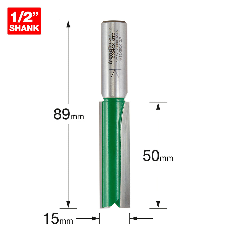 Trend Tools C024CX1/2TC Two Flute Cutter 15Mm Diameter