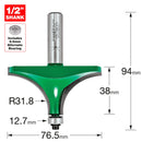 Trend Tools C079CX1/2TC Bearing Guided Round Over Ovolo 31.8Mm Radius