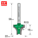 Trend Tools C073AX1/4TC Sash Bar Ovolo Joint Cutter 10Mm Radius
