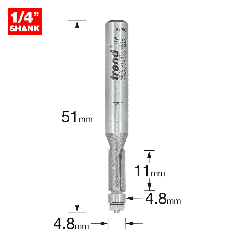 Trend Tools MB/01X1/4TC Mini Guided Trimmer 4.8 Diameter X 11Mm