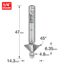 Trend Tools MB/05X1/4TC Mini Guided Chamfer 45 Degree X 14.3Mm Diameter