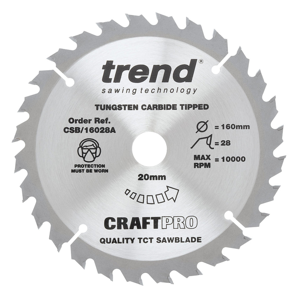 Trend Tools CSB/16028A Trend Wood Circular Saw Blade 160Mm X 20Mm X 28T