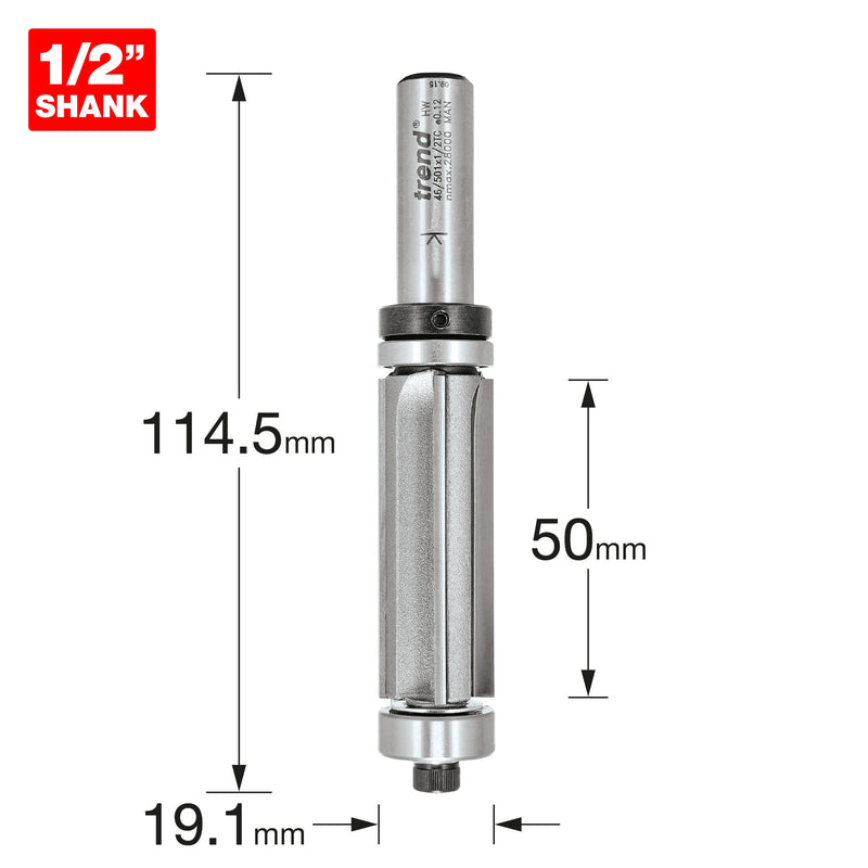 Trend Tools 46/501X1/2TC Double Guided Trim Profile Cutter Four Flute