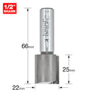 Trend Tools 4/66X1/2TC Two Flute 22Mm Dia X 25Mm Cut